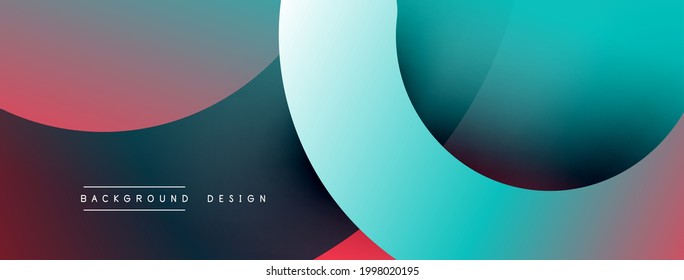 Abstract overlapping lines and circles geometric background with gradient colors
