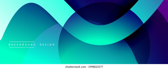 Abstract overlapping lines and circles geometric background with gradient colors