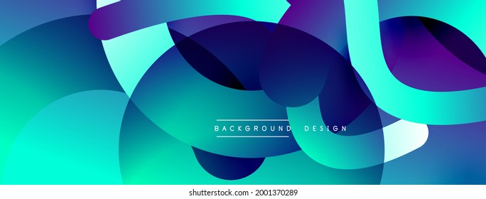 Abstract overlapping lines and circles geometric background with gradient colors