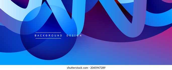 Resumen de líneas superpuestas y círculos de fondo geométrico con colores degradados