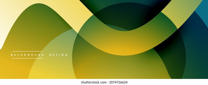Abstrakte überlappende Linien und Kreise, geometrischer Hintergrund mit Farbverlauf-Farben