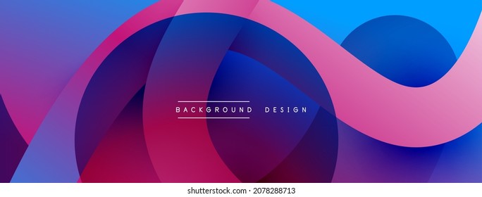 Abstract overlapping lines and circles geometric background with gradient colors