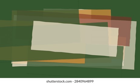 Abstract Overlapping Rectangle Shapes Background Green Brown Earthy Tone Concept