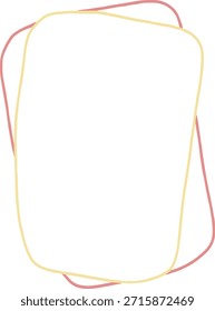 Abstract overlapping shapes. Minimalist design featuring a white rectangle framed by a yellow and pink outline. Clean, modern aesthetic suitable for backgrounds or design elements.