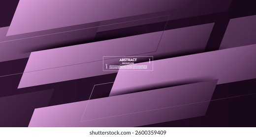 Abstract overlapping shapes on 3D background. Purple color pattern with lines. Vector Eps10