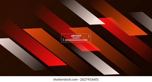 Abstract overlapping shapes on dark 3D background. Orange and red color pattern with shadow. Vector Eps10