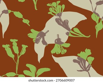 Abstractas silueta superpuesta floral y patrón transparente de hojas. Diseño de Formas de hojas botánicas contemporáneas.