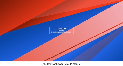 Abstract overlapping square 3D background with colorful bright blue and red gradient color design. Simple trendy shape pattern with lines. Vector Eps10