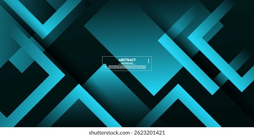 Abstract overlapping square 3D background with colorful bright blue gradient color design on dark background. Simple trendy shape pattern. Vector Eps10