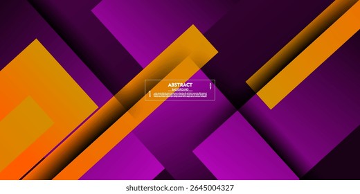 Abstract overlapping square 3D background with gradient purple and orange color design. Trendy pattern with shadow. Vector Eps10