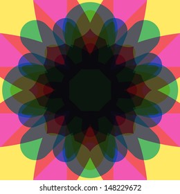 Abstract overlapping Starflower Background in light neon colors