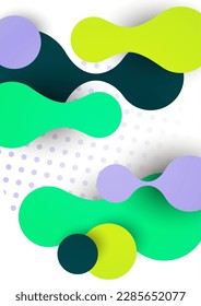 Formas de superposición abstractas. Formas onduladas, elementos fluidos, líneas de flujo. Diseño futurista de moda para banner, volante, afiche, logo. Ilustración vectorial.