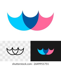 Abstract overlay style colorful logo. Bio design symbol. Awning or wing shape sign