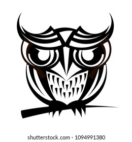 Abstract owl with big eyes and feathers vector illustration