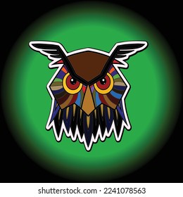Abstract owl bird art illustration colorful design vector art greeny background
