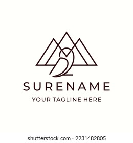 abstract owl bird mountain logo design inspiration custom logo design typography logo design vector