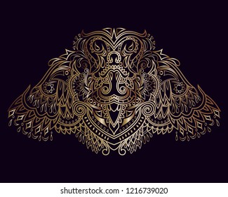 abstract owl bronze jewel vector illustration