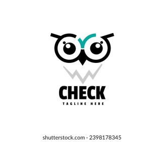 abstract owl check logo icon symbol design template illustration inspiration