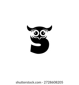 Logo de la letra S del alfabeto de la cabeza de búho Abstractas, perfecto para la marca, mascotas, temas de vida silvestre y conceptos creativos de identidad.