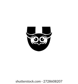 Logo de la letra U del alfabeto de la cabeza de búho Abstractas, perfecto para la marca, mascotas, temas de vida silvestre y conceptos creativos de identidad.