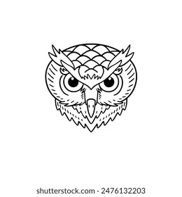 abstract owl head outline on white background