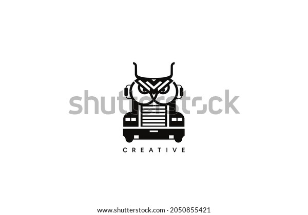 Abstract Owl Head Truck Logo Design. Creative\
vector based icon\
template.	