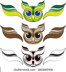 Abstract Owl illustration icon set