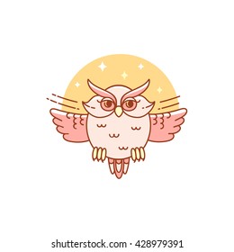 Abstract owl isolated on white. Vector logotype.