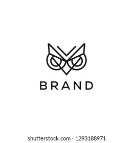 abstract owl line logo design