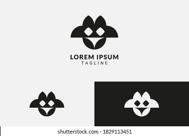 Plantilla de concepto del logotipo de búho abstracto en blanco y negro. Diseño de logotipo animal vectorial con formas geométricas y enfoque minimalista.