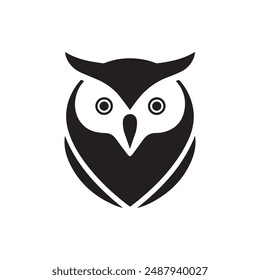 Abstract Owl Logo: Create an abstract silhouette of an owl with prominent eyes and a streamlined body, conveying wisdom and mystery for a tech or education logo.