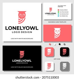 Abstract owl logo design with business card template.