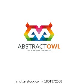 Abstract Owl Logo Design - Colorful Pixel Bird Icon - Triangular Bird Vector Illustration