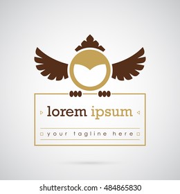 Abstract owl logo template. Brown color. Owl icon for business company and educational institute. Creative and modern symbol for company identity, advertising, poster, leaflet, banner, web and flyer.