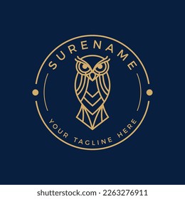 Abstract owl moon night watch logo design wisdom secure emblem custom logo design vector illustration coffee night cafe shop