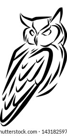 Abstract owl outline hand drawn bird vector design