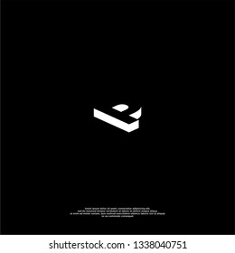 abstract P 3D logo letter in shadow shape design concept in black and white colors