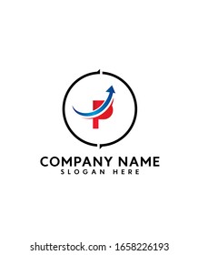 Abstract P initial letter with arrow for business logo icon