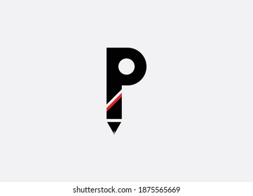 Abstract p initial letter pen logo design template