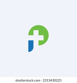 Abstract P letter cross plus medical logo design template - vector.