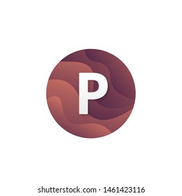 Abstract P letter logo circle shape company sign layered round icon trendy logotype vector design.
