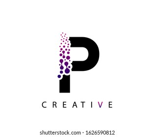 Abstract P Letter , Molecules P technology logo design.