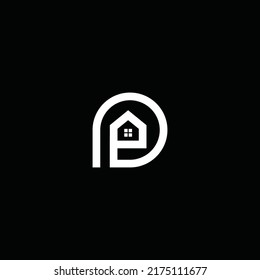 Abstract P letter Pin property Logo. Geotag with house or location logo vector icon