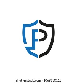 Abstract p letter shields security design vector
