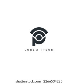 Abstract P Letter Wifi Wireless Logo Design Concept.