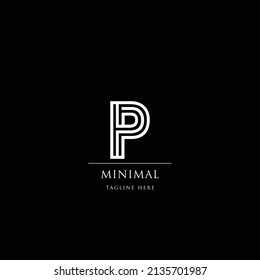 Abstract P logo icon vector template on black background.