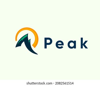 Abstract P Peak Hill Mountain Initial Logo Template Illustration