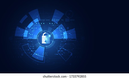 concepto de ciberseguridad de candado abstracto Protección de la información en el mundo online, información cibernética, Internet, prevención del robo de internet