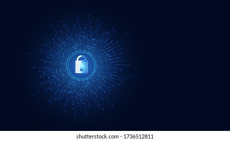 abstract padlock cyber security concept Protection of information in the online world, cyber personal information, internet, preventing internet theft