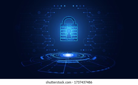 abstract padlock cyber security concept Protection of information in the online world, cyber personal information, internet, preventing internet theft